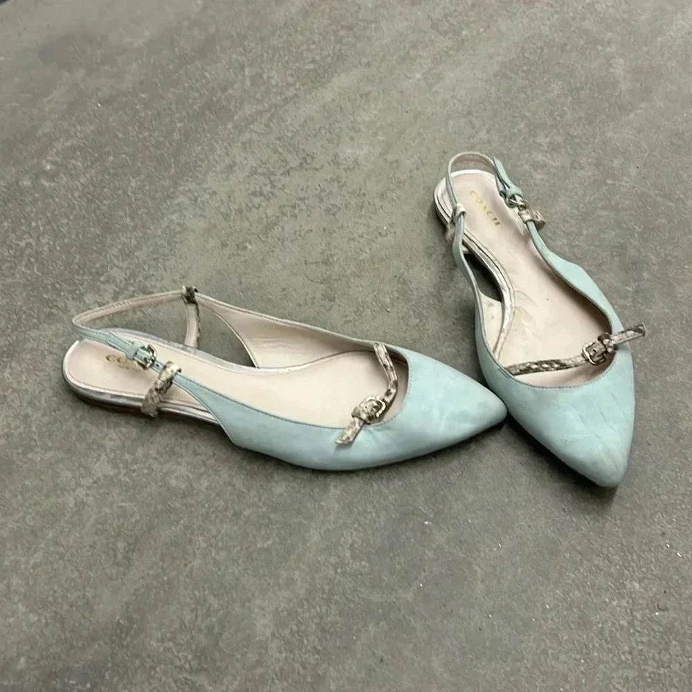 Coach‎  pointy toe open back flats
